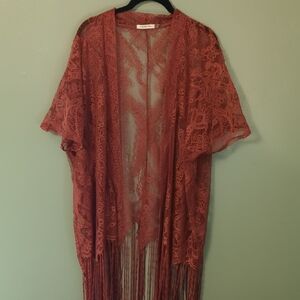 Elegant Lace Fringe Kimono Cardigan